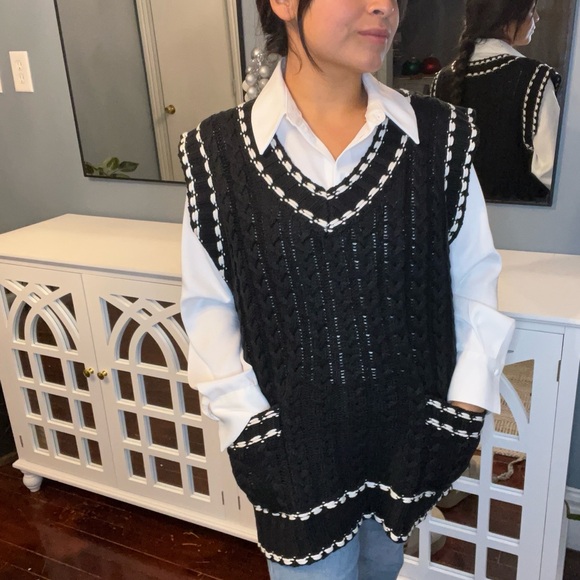 CHSET POCKET WHIP STITCH KNIT SWEATER VEST - Picture 7 of 7